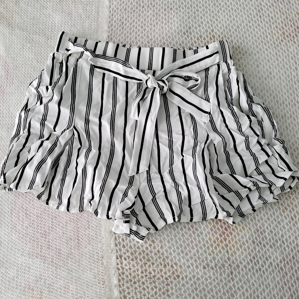 Pinstripe Pleated Shorts